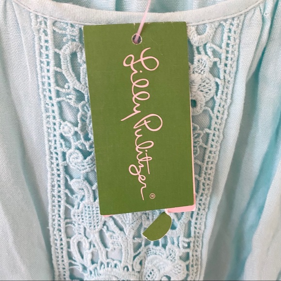 Lilly Pulitzer Briony Top Size Large Turquoise - Picture 7 of 8